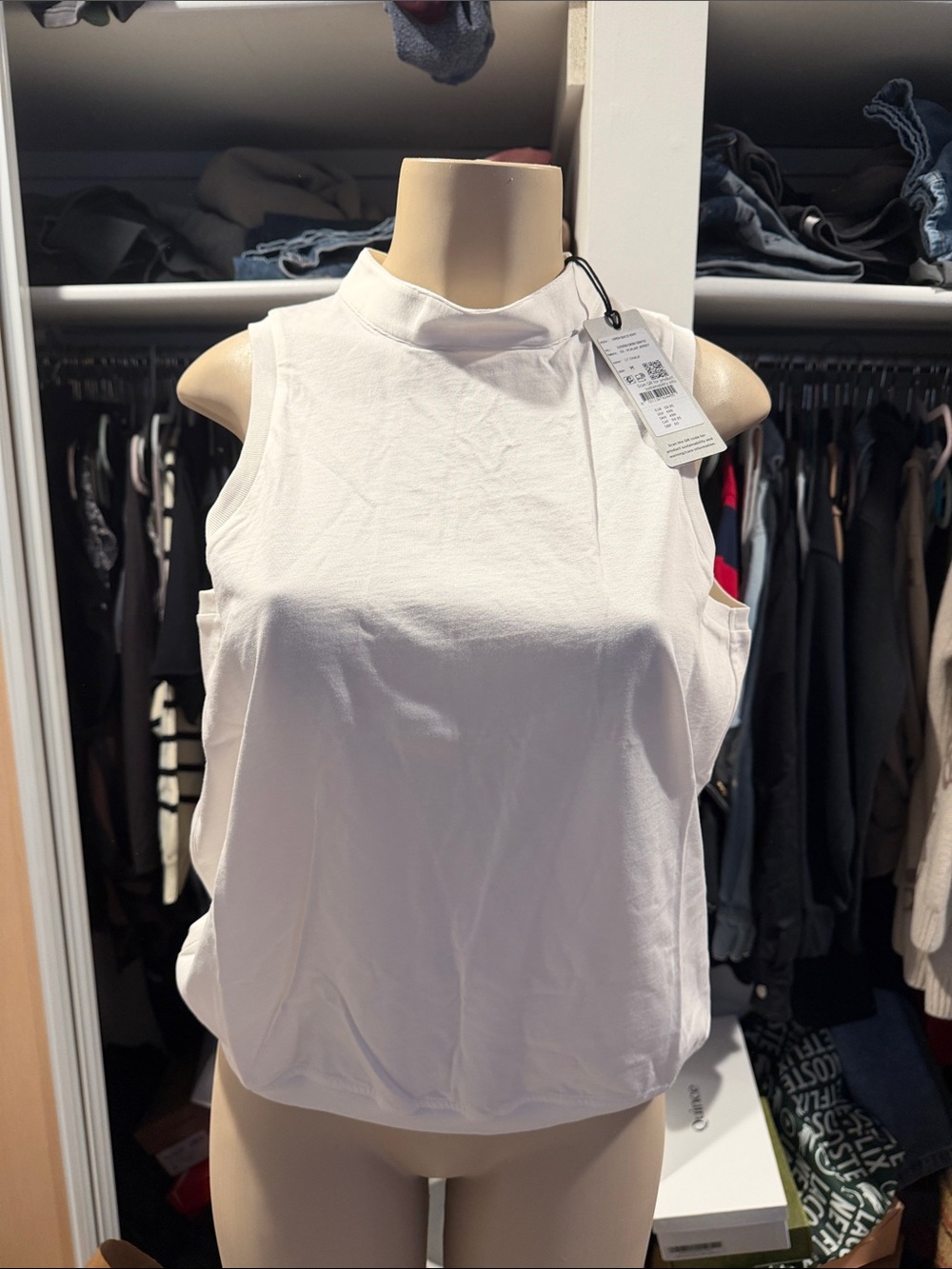 G-Star White Sleeveless Mock Neck Tank